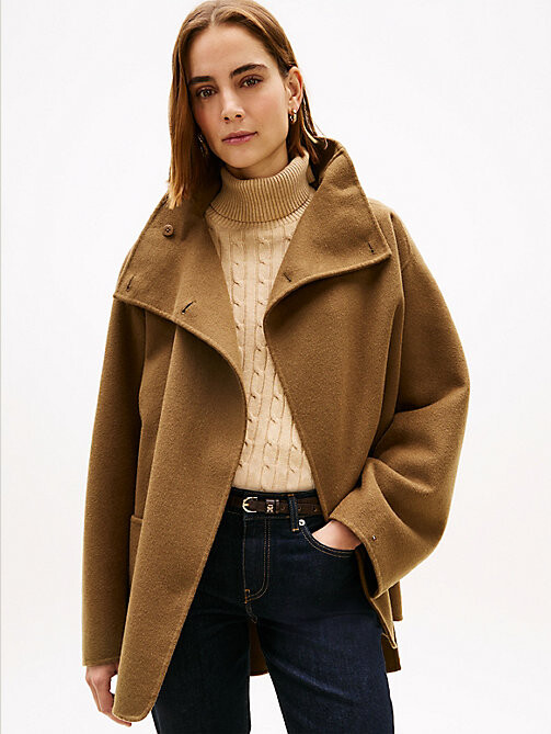 Funnel Neck Wool Coat ShopStyle UK