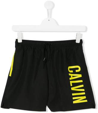 Calvin Klein Kids TEEN logo print swim shorts