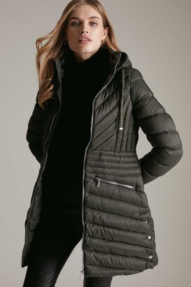 Karen Millen Down Filled Packable Mid Length Hooded Coat - ShopStyle