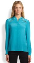 Thumbnail for your product : Marchesa Voyage Silk Button-Yoke Blouse