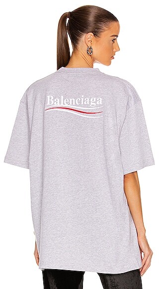 Balenciaga Political Campaign Large Fit T-Shirt in Grey - ShopStyle