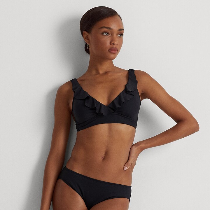 kleur zeven uitvinding Black Ruffle Top Bikini | ShopStyle