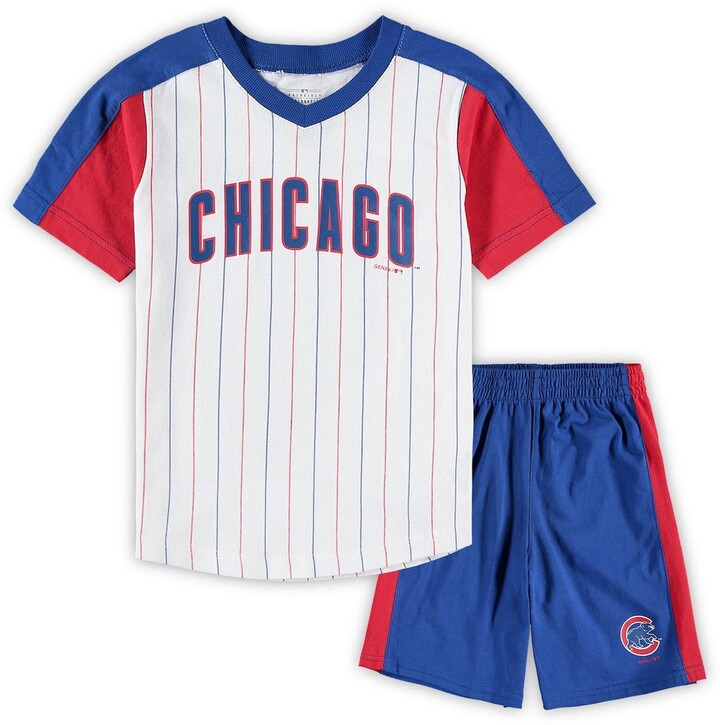 Outerstuff Toddler Boys and Girls Red Heather Gray Chicago Cubs Two-Piece  Groundout Baller Raglan T-shirt Shorts Set