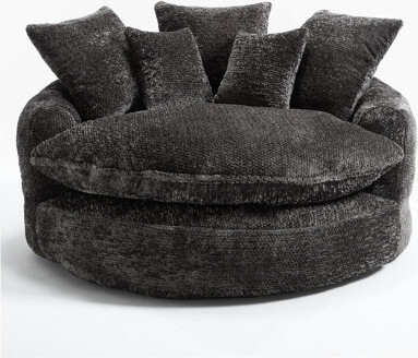 55" Long Polyester Foam Armchair, Oversized Round Chair, Fluffy Modern Sofa Bed For Living Room, Relaxation Room And Projection Room, Wide Armchair C