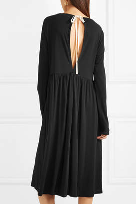 Jil Sander Oversized Canvas-trimmed Jersey Midi Dress - Black
