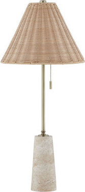 Lorraine 29" Buffet Lamp with Rattan Shade, Beige