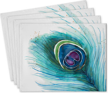 East Urban Home Peacock Feather Polyester Chandrine Set of 4 for Home Decor