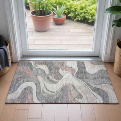 Machine Washable Indoor/Outdoor Kimberlin ACN2183 Swirls Rug