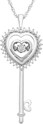 Dancing LoveDiamond Accent Sterling Silver Heart Key Pendant Necklace