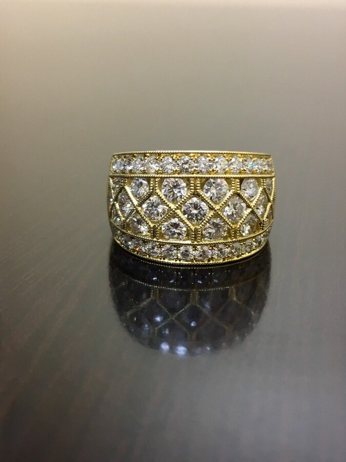 Etsy 18K Yellow Gold Art Deco Diamond Engagement Band - Wedding