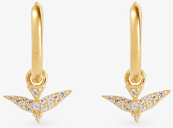 Rachel Jackson Womens Dreamcatch Bird Gold-Plated Sterling-Silver Huggie Hoop Earrings