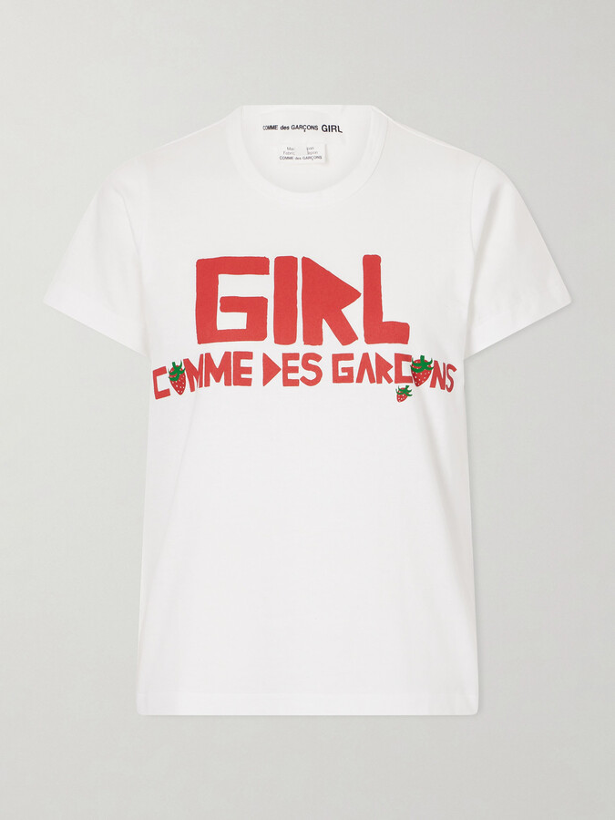 COMME DES GARÇONS GIRL + Brett Westfall Printed Cotton-jersey T-shirt - White
