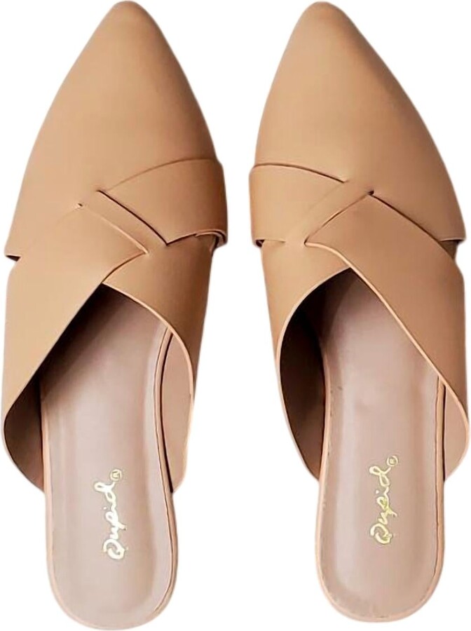 Qupid Women's Swirl Ballerina Mules In Sand