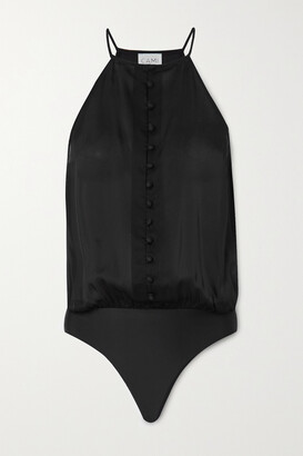 CAMI NYC The Trina Silk-chiffon Thong Bodysuit - Black