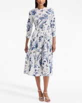 Thumbnail for your product : Oscar de la Renta Floral-Print Pleated Midi Dress