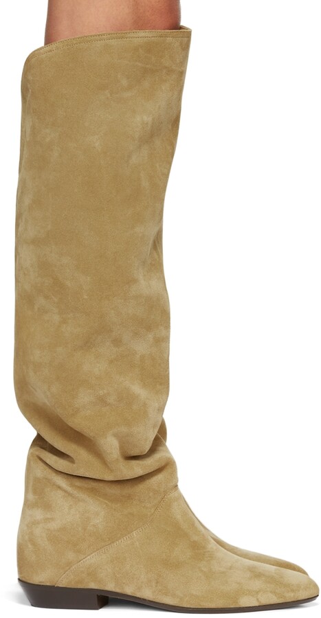 Isabel Marant Beige Suede Seelys Tall Boots - ShopStyle