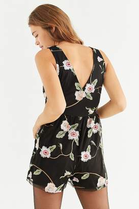 Urban Outfitters Floral Embroidered V-Neck Romper