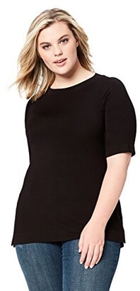 Daily Ritual Amazon Brand Women's Plus Size Fluid Knit Elbow-Sleeve Boat Neck Shirt 6X