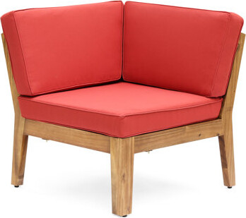 Latitude Run Red Wood Table - Fine Slat Work, Water- Cushion Material, Multicolor Sectional Frame Coffee Structure, Stylish Seating, Cushions,