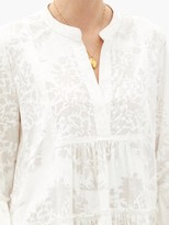 Thumbnail for your product : Juliet Dunn Fluted-sleeve Palladio Block-print Cotton Dress - White