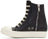 Thumbnail for your product : Rick Owens Black and Off-White Leather High-Top Sneakers