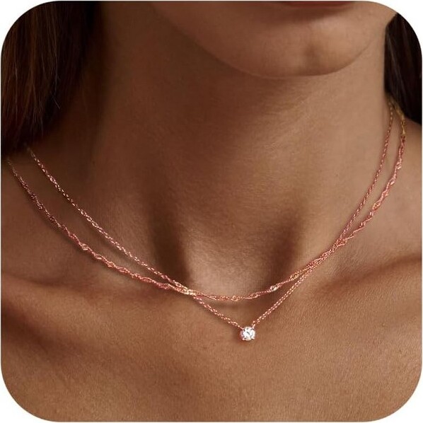 Summit Adventure DiamondChokerNecklaceforWomen:Dainty14KGold/SterlingSilverGoldPlatedCZJewelryTrendyGift