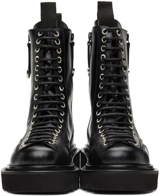 Toga Virilis Black Leather Lace-Up Boots