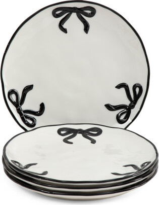 TJMAXX Set Of 4 Hand Painted Bow Dinner Plates