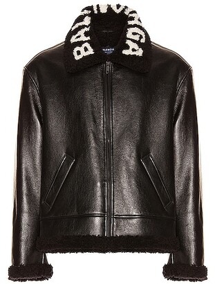Balenciaga Cocoon Shearling Jacket in Black - ShopStyle Outerwear