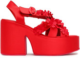 Thumbnail for your product : Simone Rocha Floral-appliqued Satin Platform Sandals