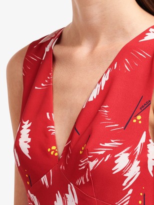 Prada abstract-print V-neck dress