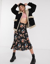 Thumbnail for your product : Topshop floral print midi skirt in navy