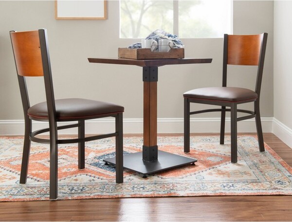 Linon Setof2MerzerCurvedBackFauxLeatherSideChairsBrown ModernFarmhouseCommercial-Grade