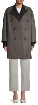 Dries Van Noten Two-Piece Textured Topper and Double-Breasted Wool Coat