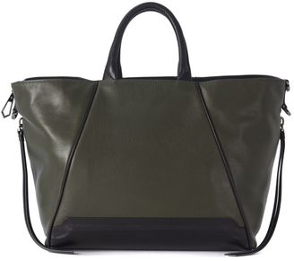DKNY Tote Bag Convertible In Black And Green Leather