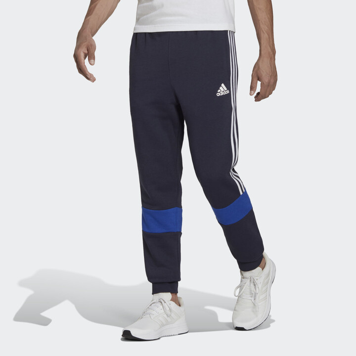 adidas pants black with blue stripes
