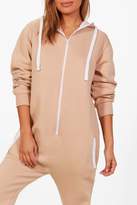 Thumbnail for your product : boohoo Contrast Pocket & Tie Zip Up Onesie
