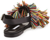 Thumbnail for your product : Manolo Blahnik Cuture Fringe Flat Slingback Sandal, Multicolor/Black
