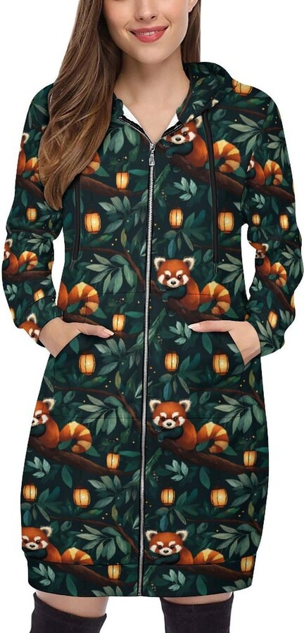 Generic Red Panda Nighttime Tree Womens Hoodies Fashion Tops Long Sleeve Shirts Sweatshirts Sweaters for Fall Winter