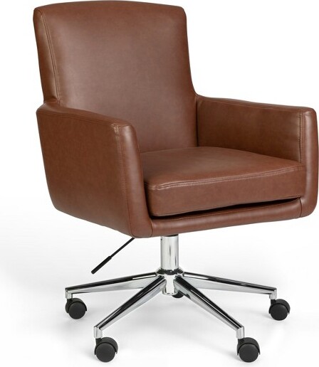 Martha Stewart MarthaStewartZayaUpholsteredOfficeChairinSaddleBrown/PolishedNickel