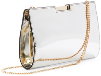Milly Silver-tone Mirror Small Leather Frame Clutch