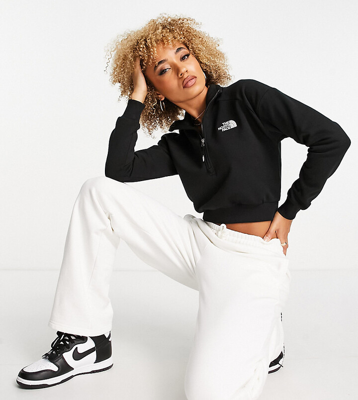 The North Face cropped quarter zip sweatshirt in black - Exclusive to ASOS  - ShopStyle