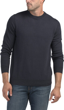 TJMAXX Merino Wool Long Sleeve Merino Crew Neck Pullover For Men