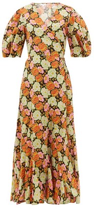 Rhode Resort Fiona Floral-print Cotton Wrap Dress - Brown Print