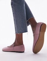 Thumbnail for your product : Topshop Carmen leather round toe ballet flats in pink