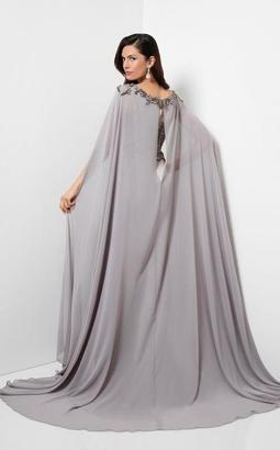 Terani Couture Embellished Bateau Chiffon Gown with Cape 1713M3470