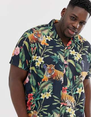 Burton Menswear Big & Tall floral tiger print shirt