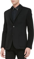 Thumbnail for your product : Versace Two-Button Jacket with Knit Sleeves