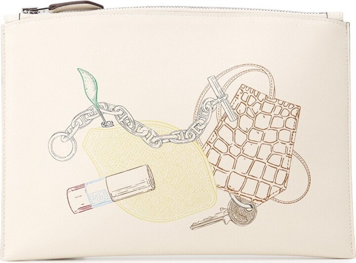 Hermes Silver Swift Leather Clutch Bag (Pre-Owned)