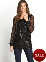 Thumbnail for your product : Savoir Sequin Front Chiffon Sleeve Top